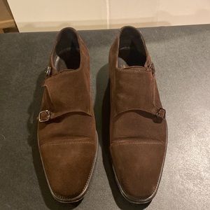 Monte Rosso Brown Suede Monk Strap Shoes Size 11